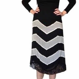 Anthropologie Odille Chevron Stripe Silk Skirt 10
